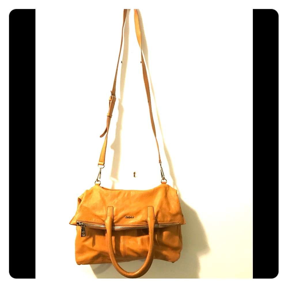 DKNY Mustard Foldover Crossbody Purse